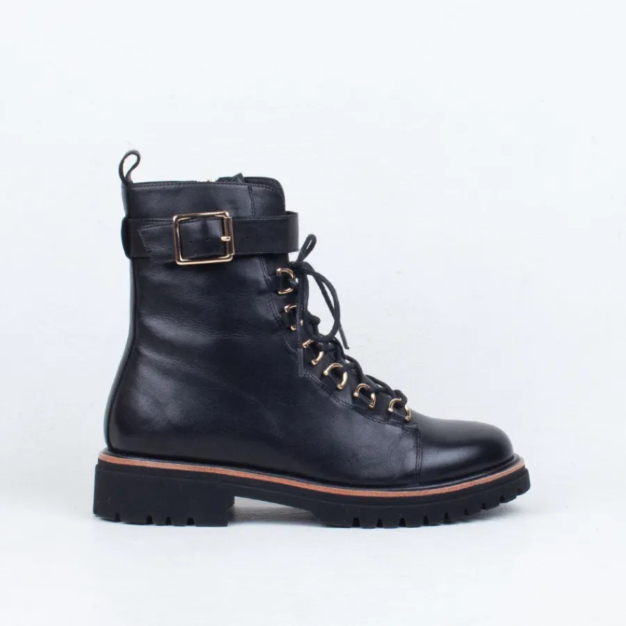 Combat | Lace Up^EOS Abira Ankle Boot Black