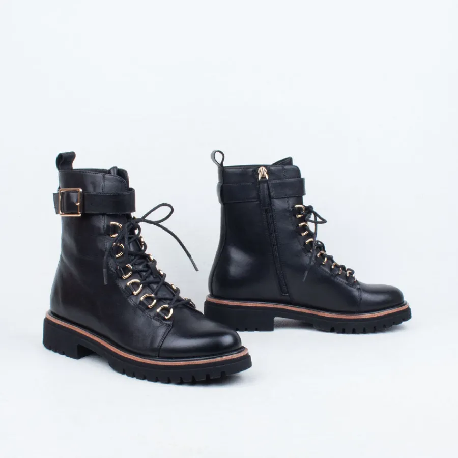 Combat | Lace Up^EOS Abira Ankle Boot Black