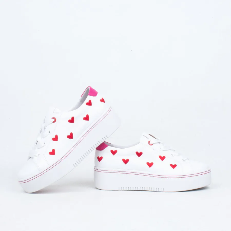 Lace Up^Minx Ace Of Hearts Sneaker White/Red