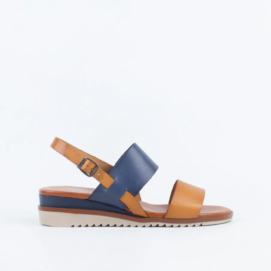 Flat^Sundowner Cozzy Sandal Navy/Mustard