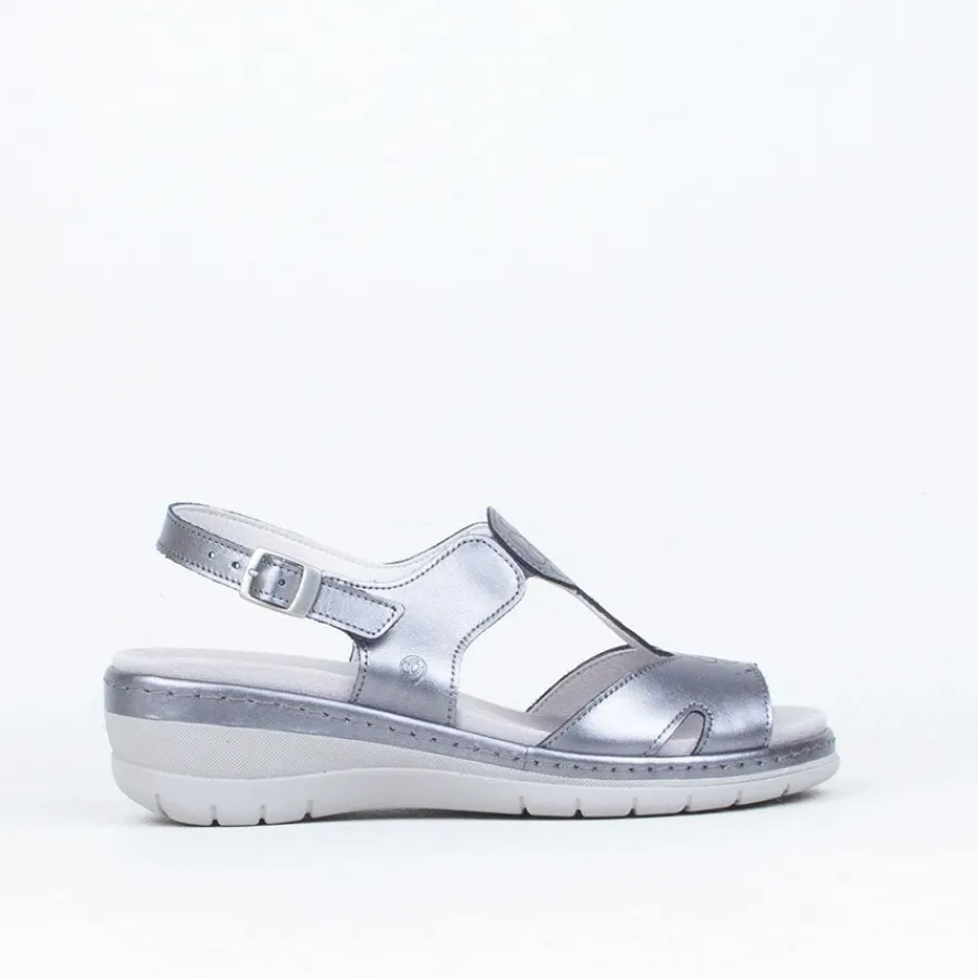 Flat^Suave - Portugal Enid Sandal Silver/Grey