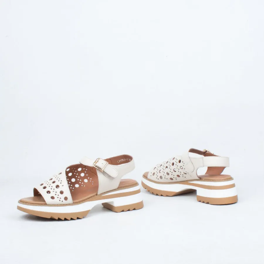 Flat^Alfie and Evie Little Sandal Cream