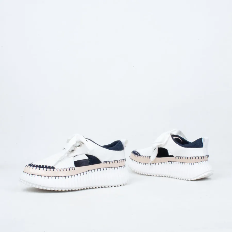 Lace Up^Minx Mila Stitch Sneaker BlondeInk