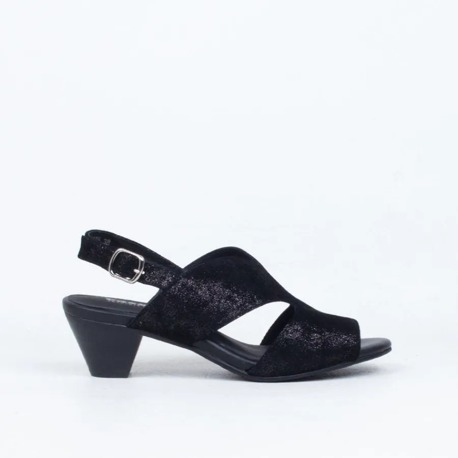 Heeled^Cassini Moonie Heeled Sandal BlkShimmer