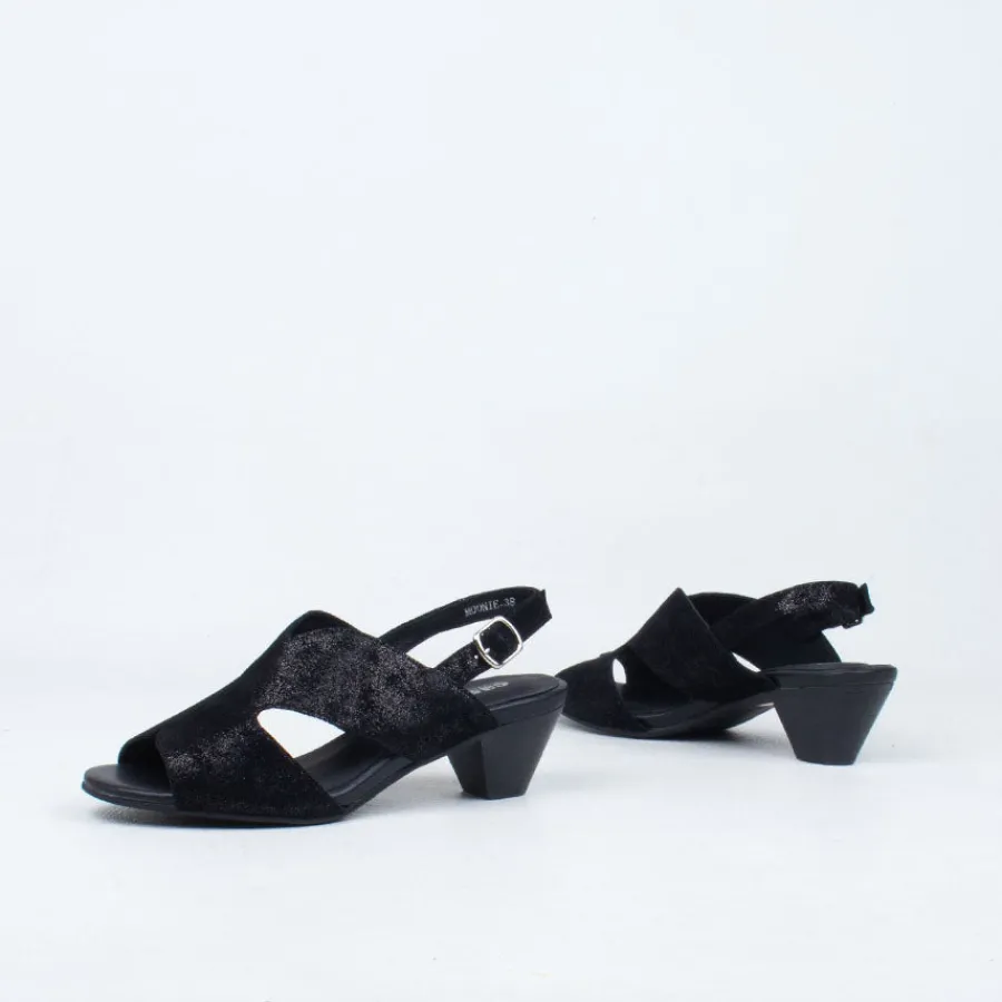 Heeled^Cassini Moonie Heeled Sandal BlkShimmer