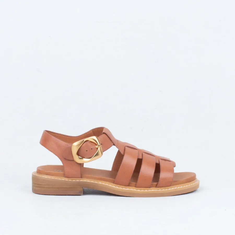 Flat^EOS Ornament Sandal Tan