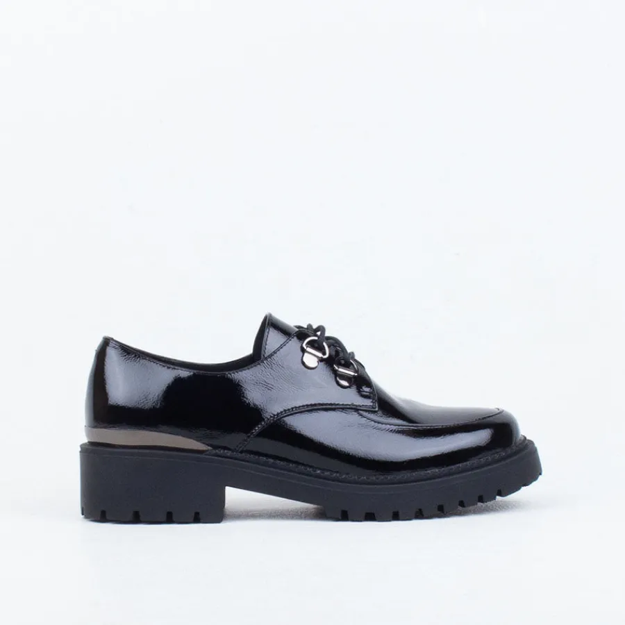 Work Shoes^Bresley NZ Pentathlon Lace Up BlackPatent