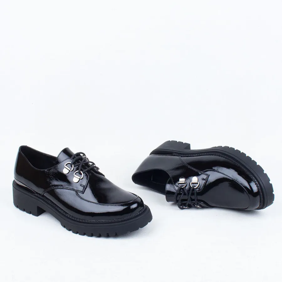 Work Shoes^Bresley NZ Pentathlon Lace Up BlackPatent